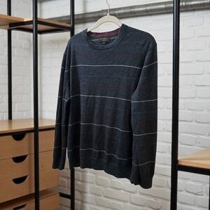 Banana Republic Mens XL Merino Wool Striped‎ Crew Neck Sweater